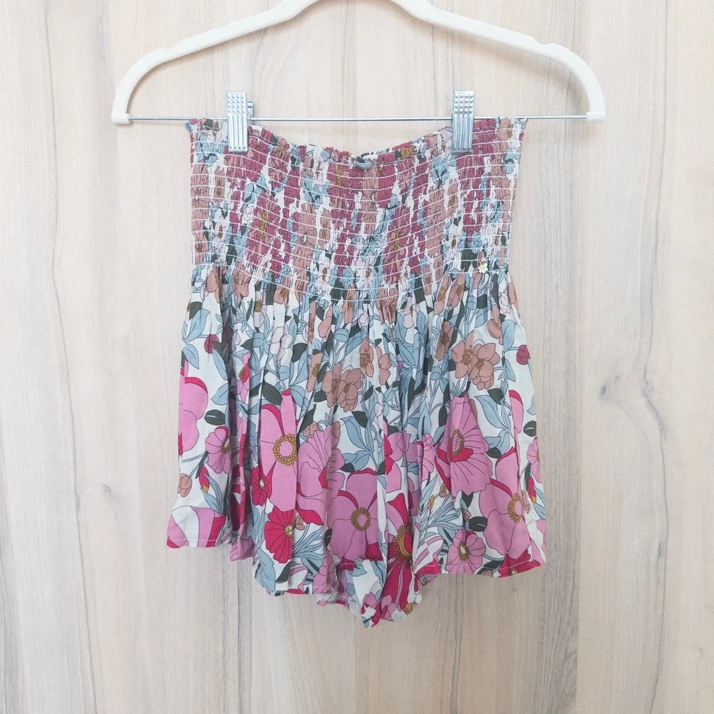 Natural Life Womens‎ Floral Shorts Small Pink Smocked High Waist Boho Co